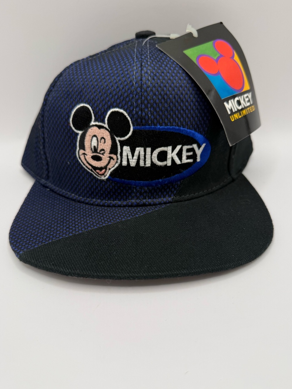 NWT Vintage 90s Mickey Mouse Snapback Hat Mickey Unlimited Disney Cap Blue Black